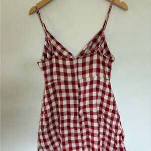 Cotton Candy Red and White Gingham Tie-Front Top